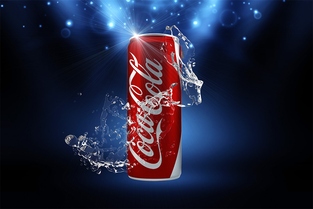 Can with Liquid and Blue Background - Online Graphics Generator